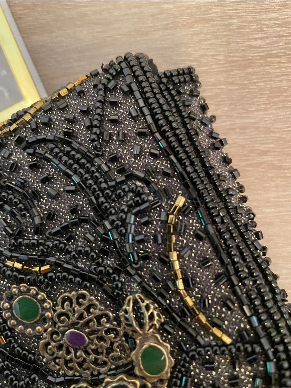 La Regale Black Beaded Crossbody with Multicolor Gem Accents - Picture 8 of 11